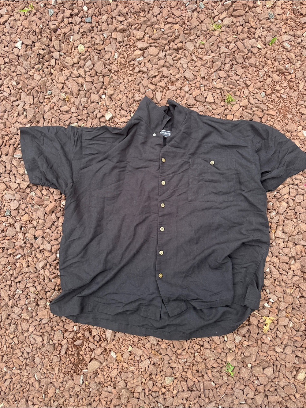 Weekenders Black Short-Sleeve Button-Down Shirt - XXL